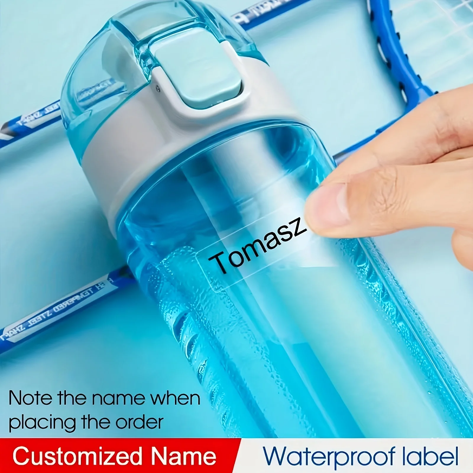 Etiquetas adhesivas personalizadas para botellas de agua, vasos y artículos de papelería para niños, pegatinas con nombre de T1-Custom, transparentes e impermeables