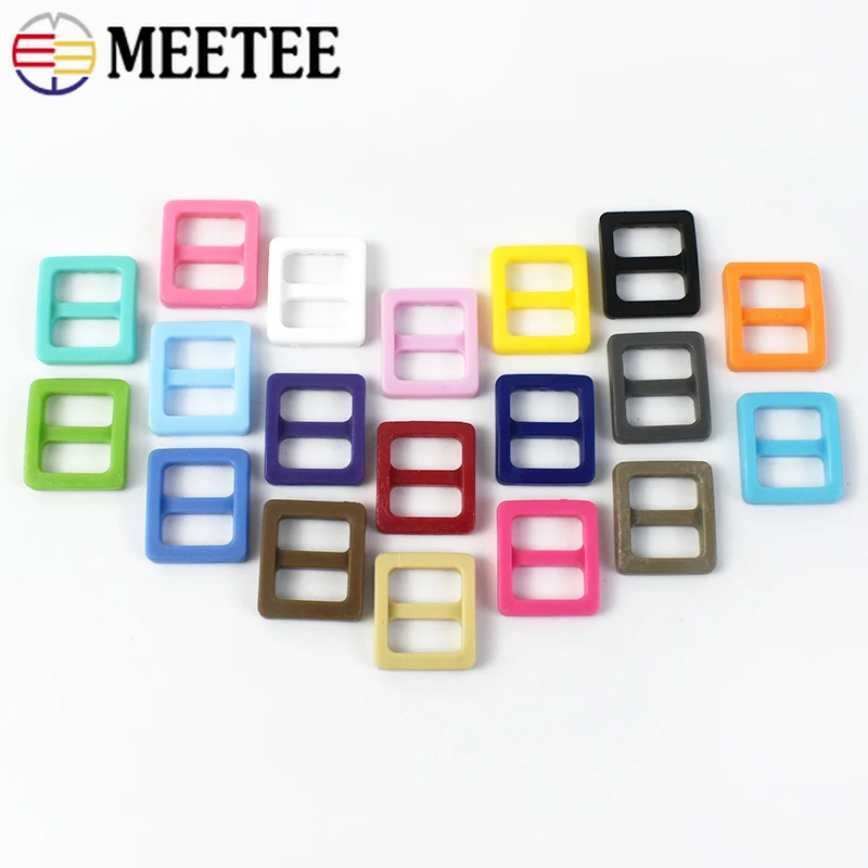 50-200Pcs 10mm Plastic Buckles Bag Strap Tri-Glide Slider Ring Buckle Adjuster Clasps Clip Webbing Sewing Hardware Accessories