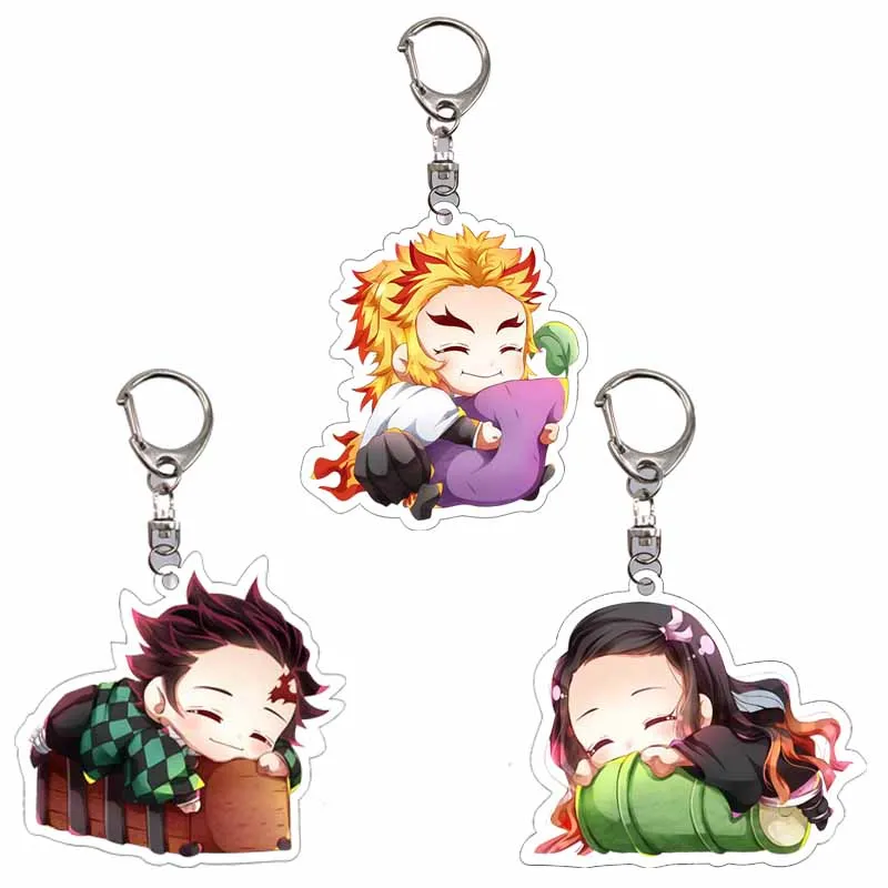 Anime Kamado Tanjirou Nezuko Agatsuma Zenitsu Rengoku Kyoujurou Hashibira Inosuke acrylique porte-clés sac à dos pendentif décoration