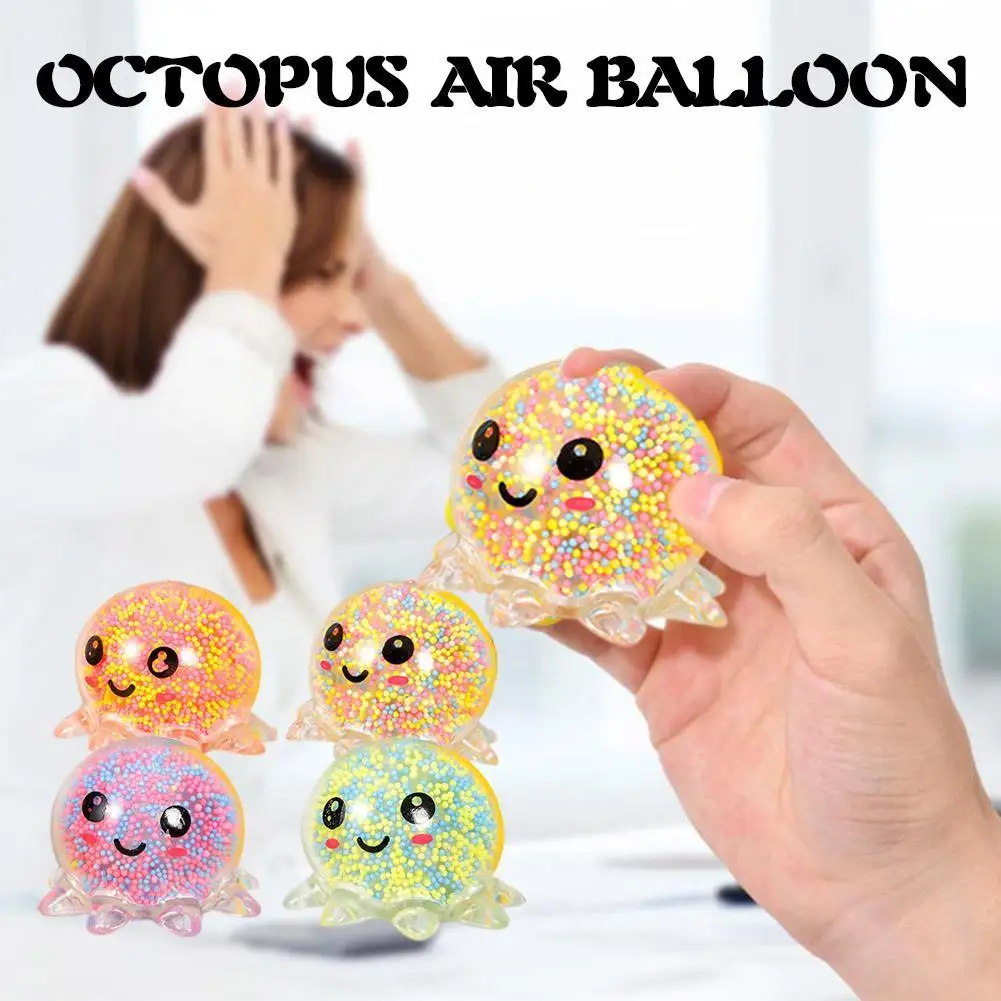 Light Emitting Venting Octopus TPR Eye Brain Coordination Squid Foam Liquid Free Octopus Toy Vent Decompression Pinch Carto S3O3