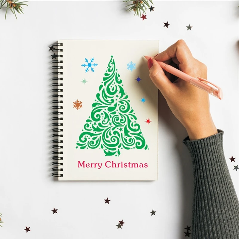 Kit de plantillas de pintura navideña clásica, suministros de decoración navideña, 12 unids/pack