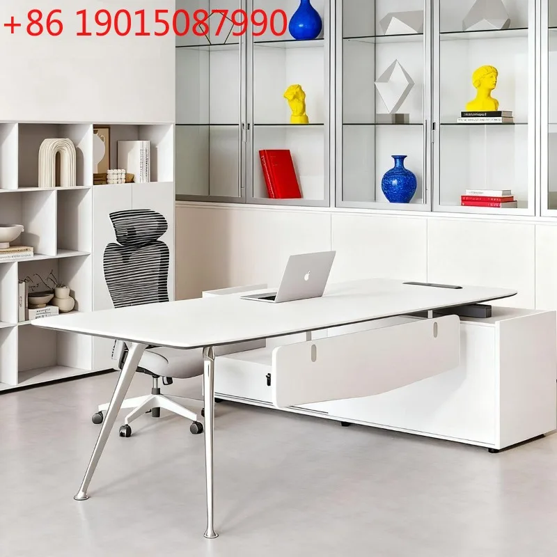 Lshaped White Office Desk Crafts Executive Standing Computer Office Desk Minimalist Display Mesa Ordenador Commercial Furniture