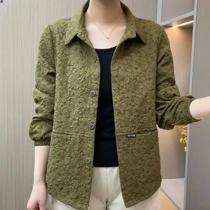 Spring Autumn Women High-end Patchwork Sunflower Outwear Femme Fashion Large Size 5XL Jacket Korean Ladies Long Sleeves Casual C