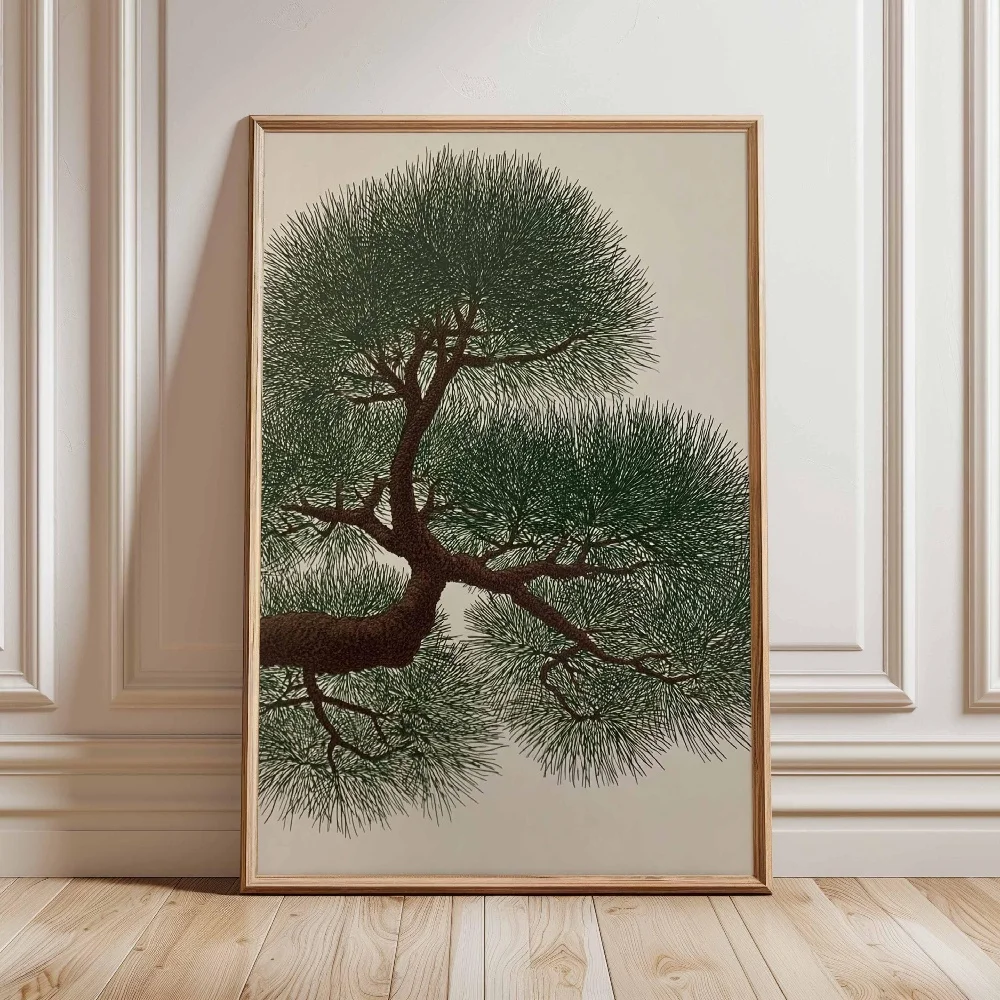 Decoración de pared de pino japonés, jardín Zen, paisaje minimalista, pintura en lienzo, arte de pared, póster, imagen, decoración del hogar, Cuadros murales