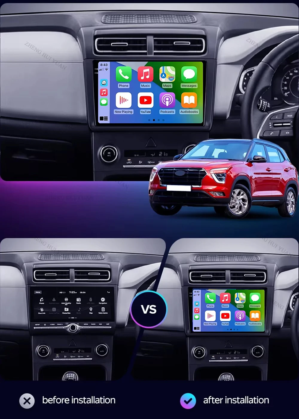 For Hyundai Creta 2 IX25 2021 2K 12+256 QLED Android 16 CarPlay Car Radio Multimedia Video Player GPS Stereo Head Unit 4G WIFI