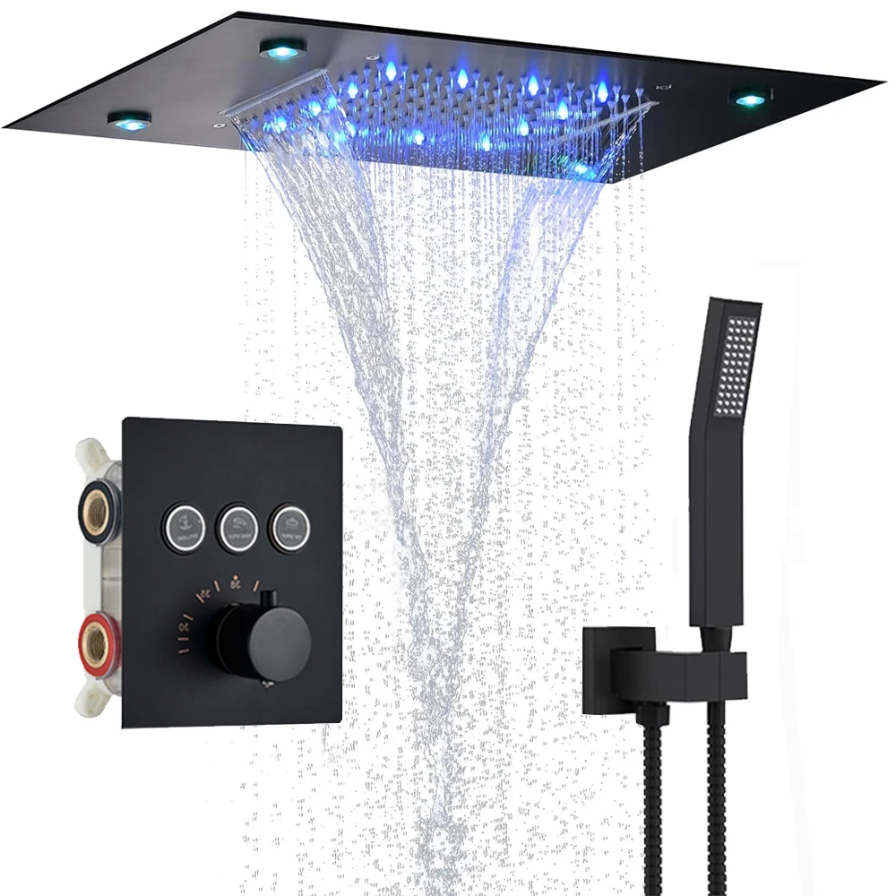 Ensemble de système de douche de pluie thermostatique à affichage numérique, pomme de douche de plaf