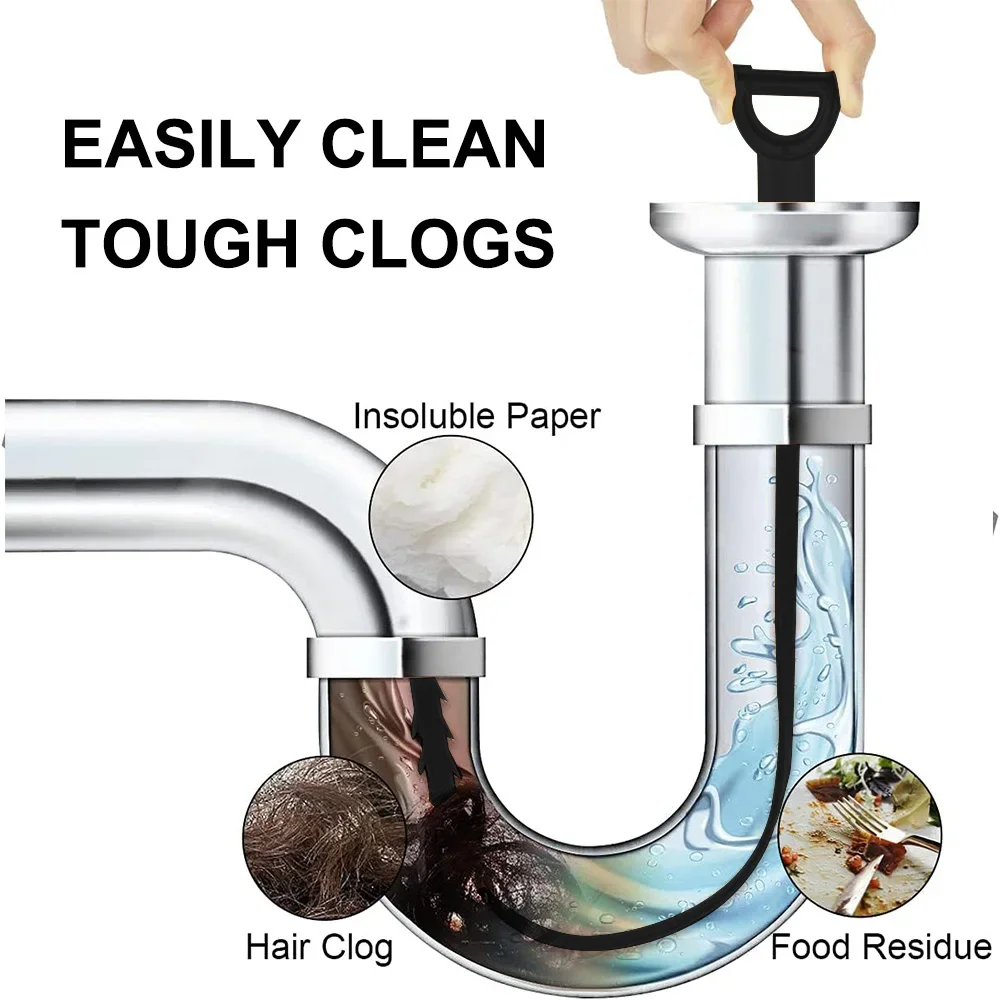 10PCS Sink Pipe Dredger Water Channel Drain Cleaner Hair Cleaning Hook Sewer Filter Anti Clogging Floor Wig Removal Clogs Tools