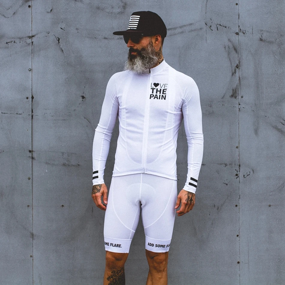 

Love The Pain White Cycling Jersey Suit Usa Ciclismo Team Clothing 2022 Mens Shirt Long Sleeve Bib Shorts Road Bike Tri Suit Mtb