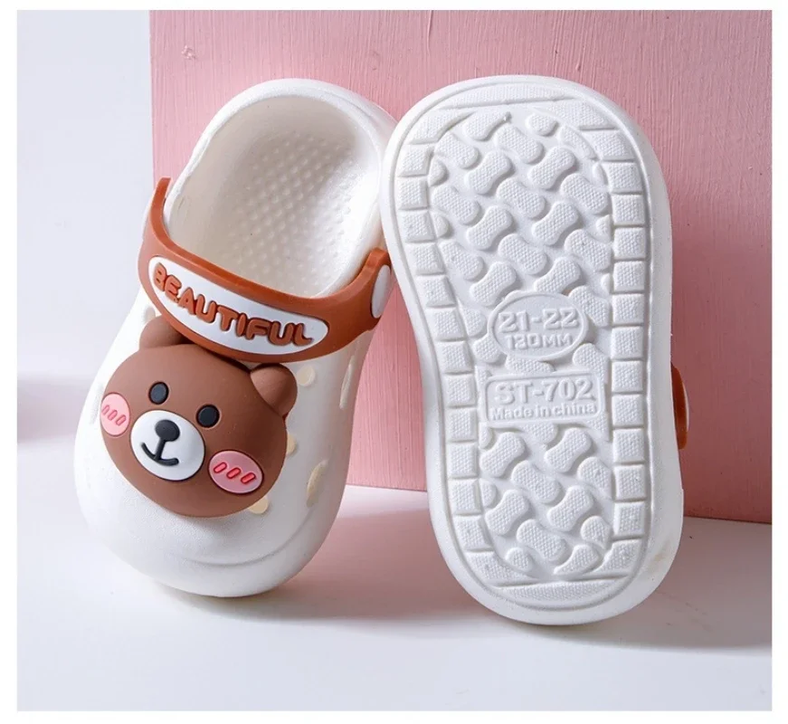 Kids Slippers Sandals Summer children Hole Shoes Cute Personality Three-Dimensional Bears Soft Soles Comfortable Boys Girls Shoe