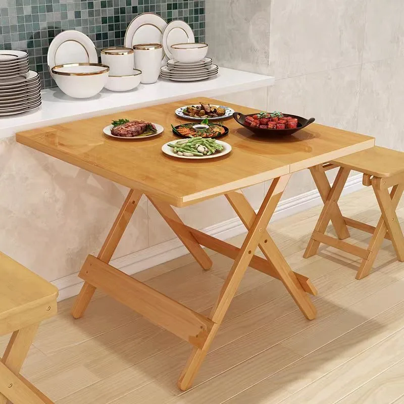 Camping Tables Camping Furnishings Solid Wood Foldable Dining Table, Square Outdoor Table for Home Use and Street Vending