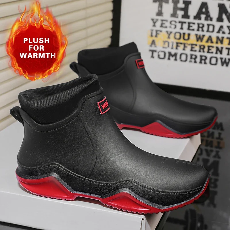 Couple Outdoor Winter Warmth Rain Boots Men High Top Hiking Fishing Water Shoes Anti-slip Chef Work Ankle Boots Waterproof Shoes image 2