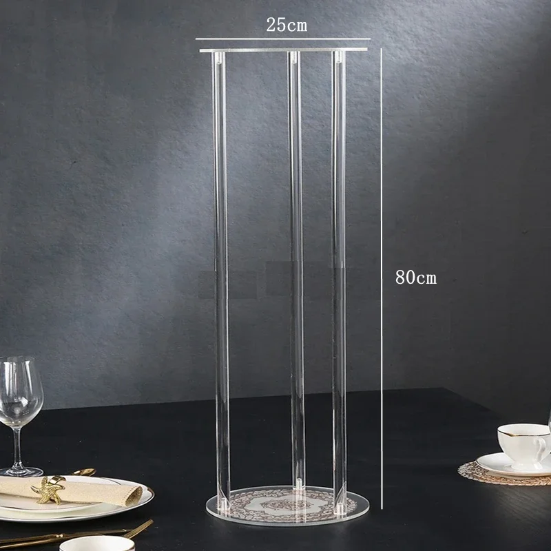 80cm 10pcs high round Acylic Floor Vase Clear Flower Vase Wedding Table Centerpiece Modern Vintage Stand Columns Decoration