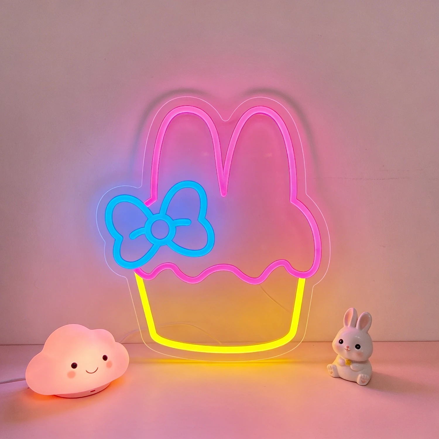 

Светодиодная неоновая вывеска Sanrio My Melody с бантом, USB, с регулировкой яркости, для современной гостиной, спальни, вечеринки, свадьбы, декора кафе, настенный декор, эстетика