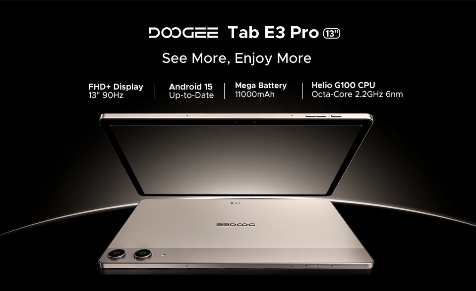 DOOGEE Tab E3 Pro Tablet Android 15 Gemini AI 13'' Display 7.9mm Ultra-thin 8GB 256GB Smart Pad 11000mAh Battery Global Version