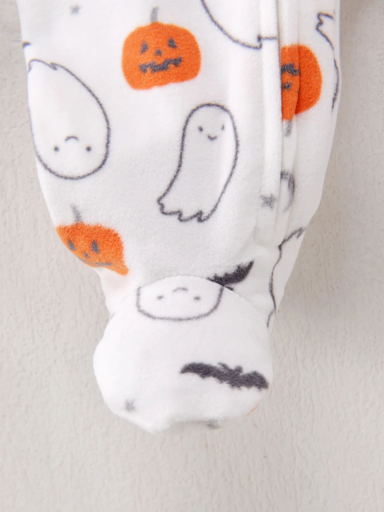 Halloween Cute Embroidered Baby Romper with Feet Warm Fleece Zipper Newborn Boys Pumpkin All-Over Print Autumn Winter Outfit 6