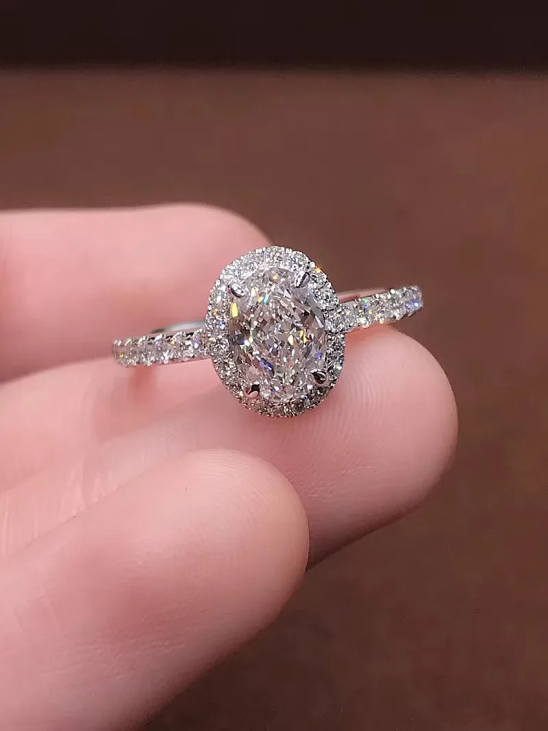 مصنع بيع الذهب الأبيض عيار 14 قيراط 3 4 5 قيراط مختبر نمت خاتم الماس البيضاوي قطع الماس CVD HPHT DEF VS-VVS خاتم الزواج والخطوبة #6