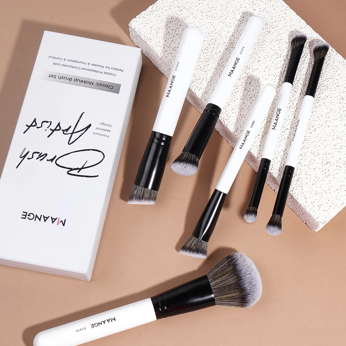MAANGE Makeup Brushes Set 6pcs Soft Dense Powder Foundation Concealer Detail brushes Blending Professional Makeup Beauty Gift