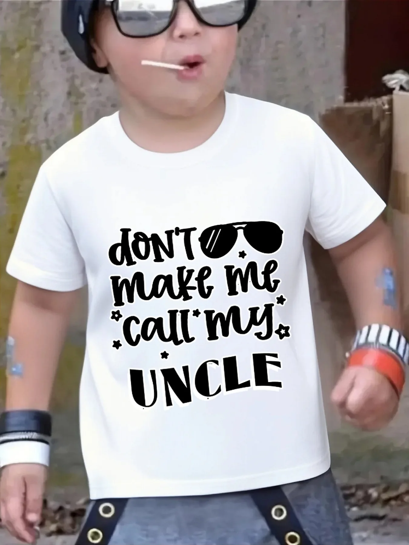 Dont Make Me Call My Uncle Sunglasses Print Family Matching T Shirt Boys Girls Short Summer Crew Neck Parent Child Casual Tops