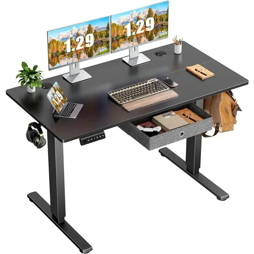 Ergonomic Home Office Rising Table Computer Workstation Gaming Work Desk Black 48 X 24 Inch Stand Up Sit Stand Desk With Drawers