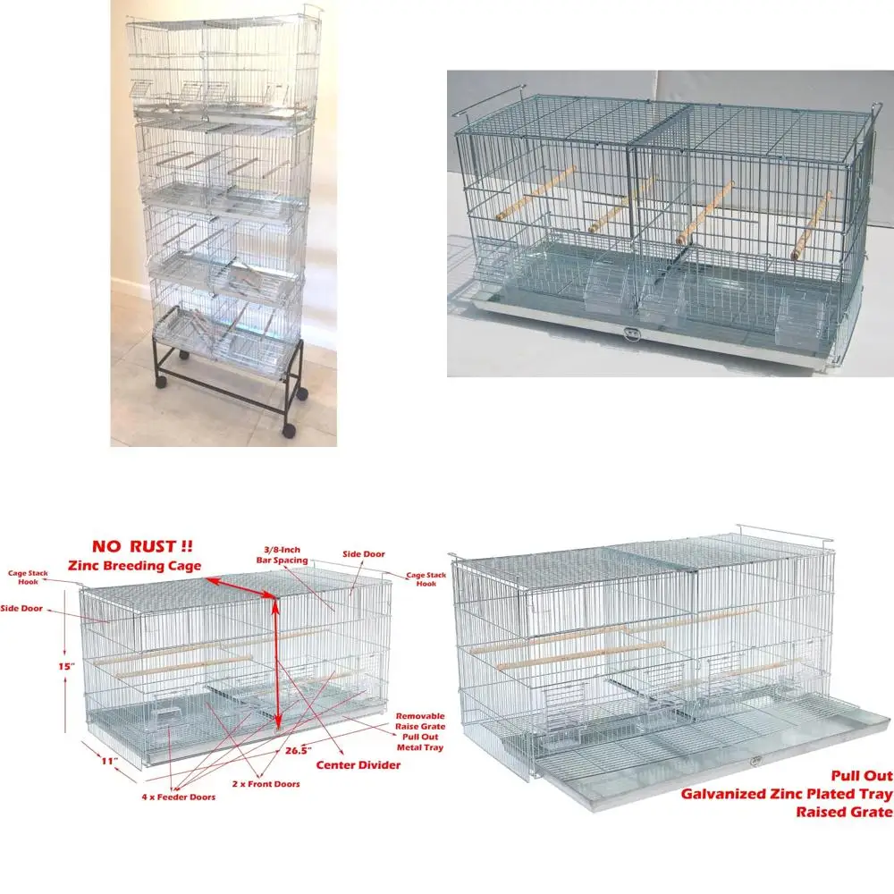 

Stainless Steel Stackable Bird Cage with Removable Divider and Breeding Nest Door for Easy Cleaning and Space Saving