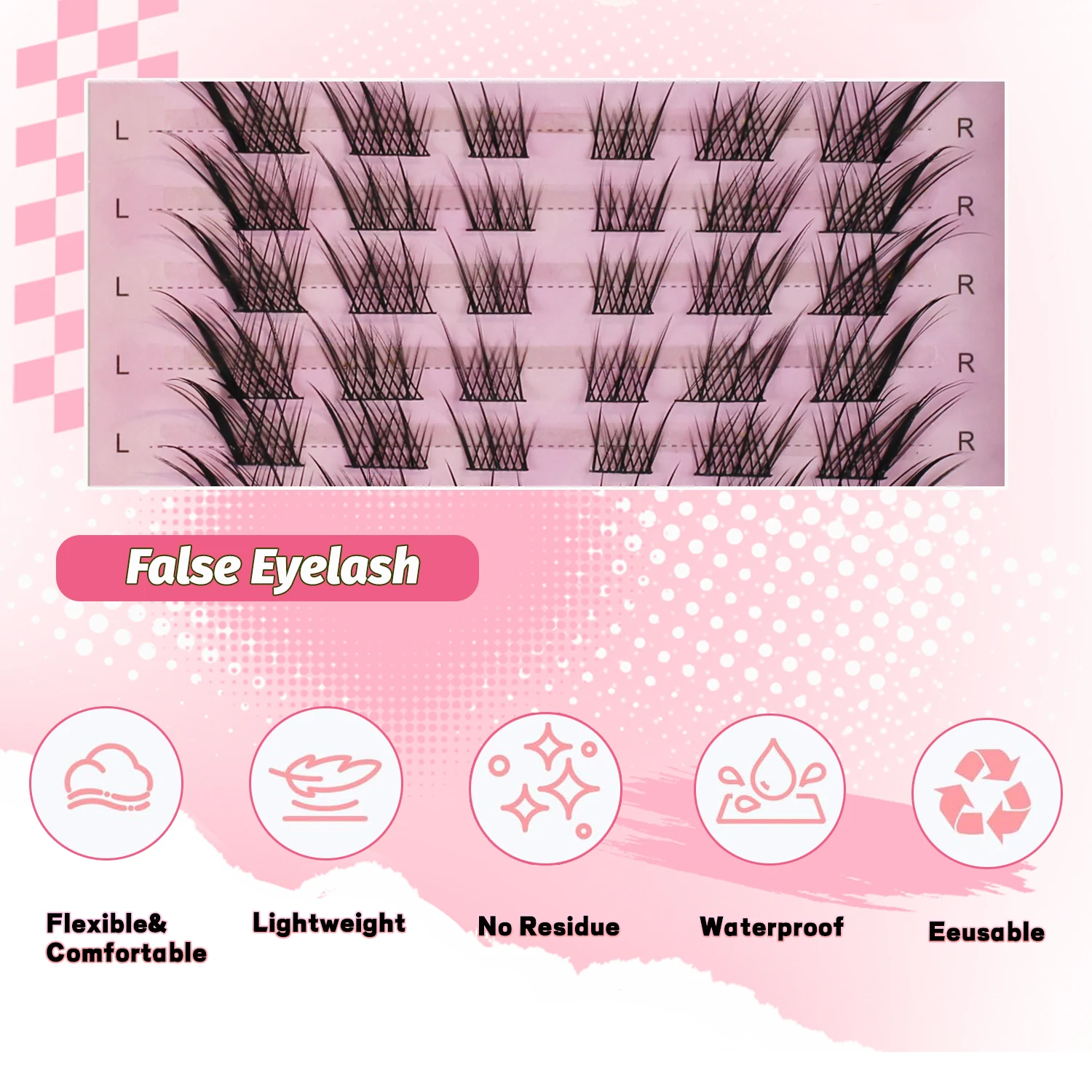 Natürliche Wimpernbüschel DIY Wimpernverlängerung Schlankes 3D Katzenaugen-Wimpernbüschel Links und Rechts C-förmig Einzeln – Detail 4