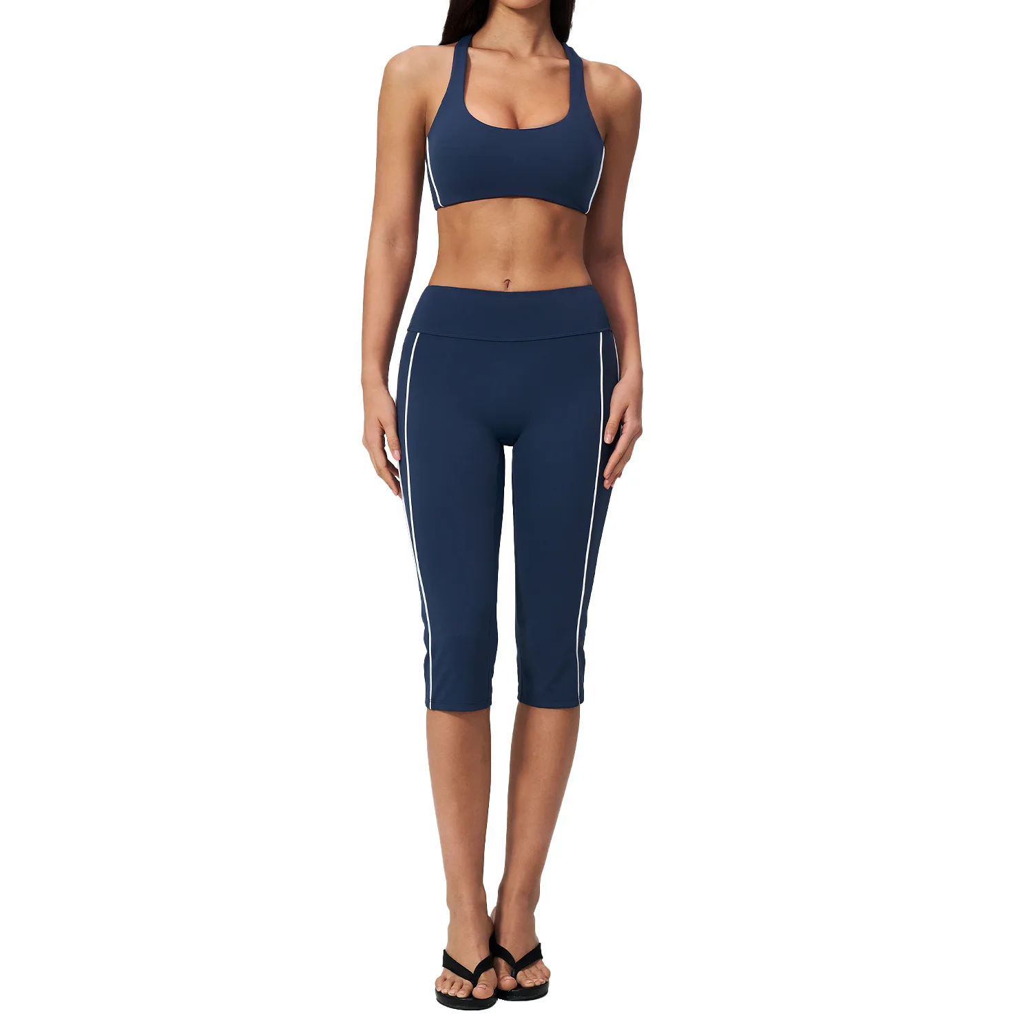 Yoga Set Gym Set 2Pcs High Waist Breathable Yoga Pants Running Workout Leggings Shock Proof Quick-Drying Fitness Top For Girls