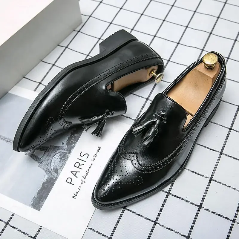 Suit Leather Shoes Men's Business Casual Formal Wear British Leather Shoes Men's Business Korean Version Office Social Shoes Der