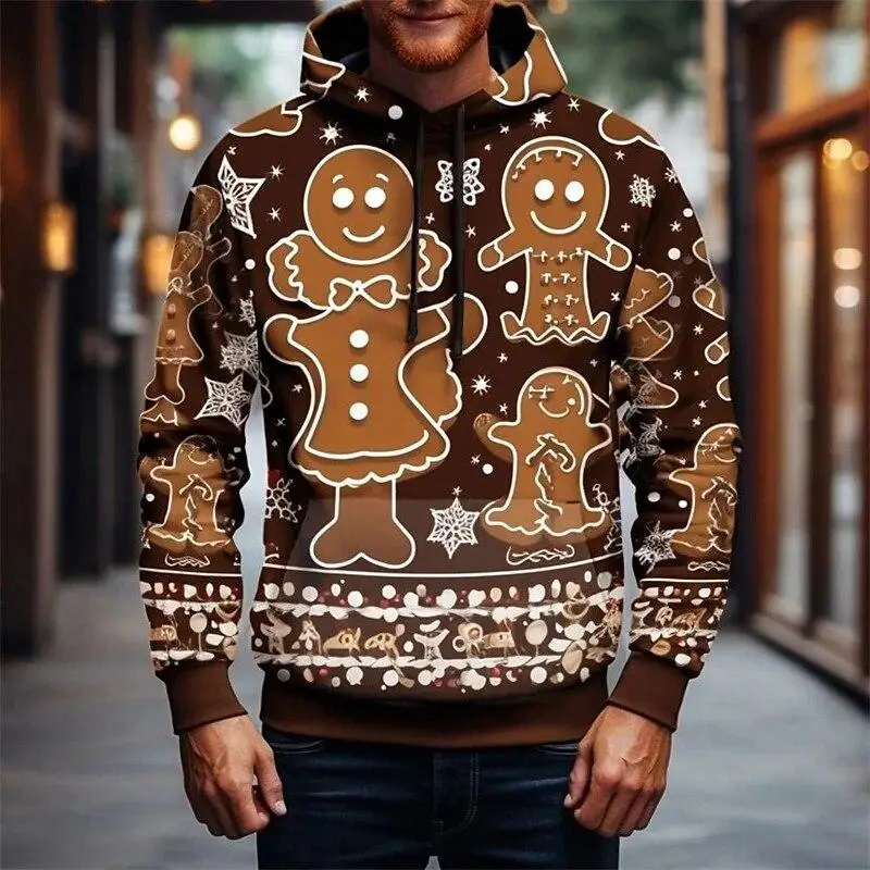 Men Hoodies Christmas Tree Gingerbread Man 3d Printed Hoodie Men Women Sweatshirts Tracksuit New Year Xmas Gift For Kid Clothing