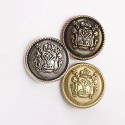 10PCS Double Lion Crown Metal Buttons For Blazer Sweater Round Decorative Buttons Clothing Accessories