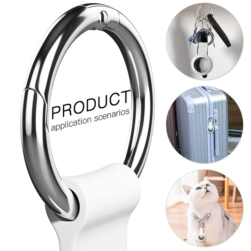 ใช้งานร่วมกับพวงกุญแจเคส Airtag, ฝาครอบป้องกันซิลิโคนที่ยึดที่ปลอดภัยพร้อมพวงกุญแจ - 4 แพ็คสีแดง/ขาว/เหลือง/ชมพู