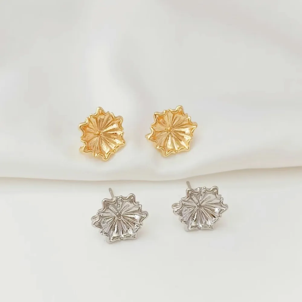 14K Gold-plated White K Five-pointed Umbrella-shaped Empty Support Pendant S925 Earpin, DIY Earrings, Earrings and Stud Earrings