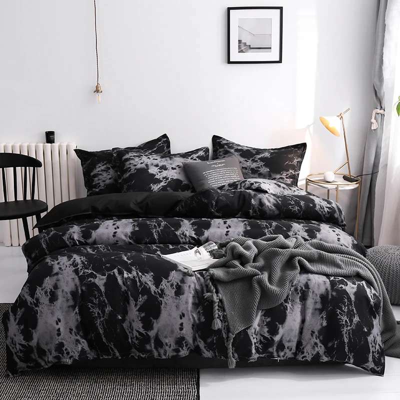 3pcs,INS Marble Pattern Bedding 3 Piece Duvet Cover Set Autumn and Winter Single and Double Full Size Duvet Covers