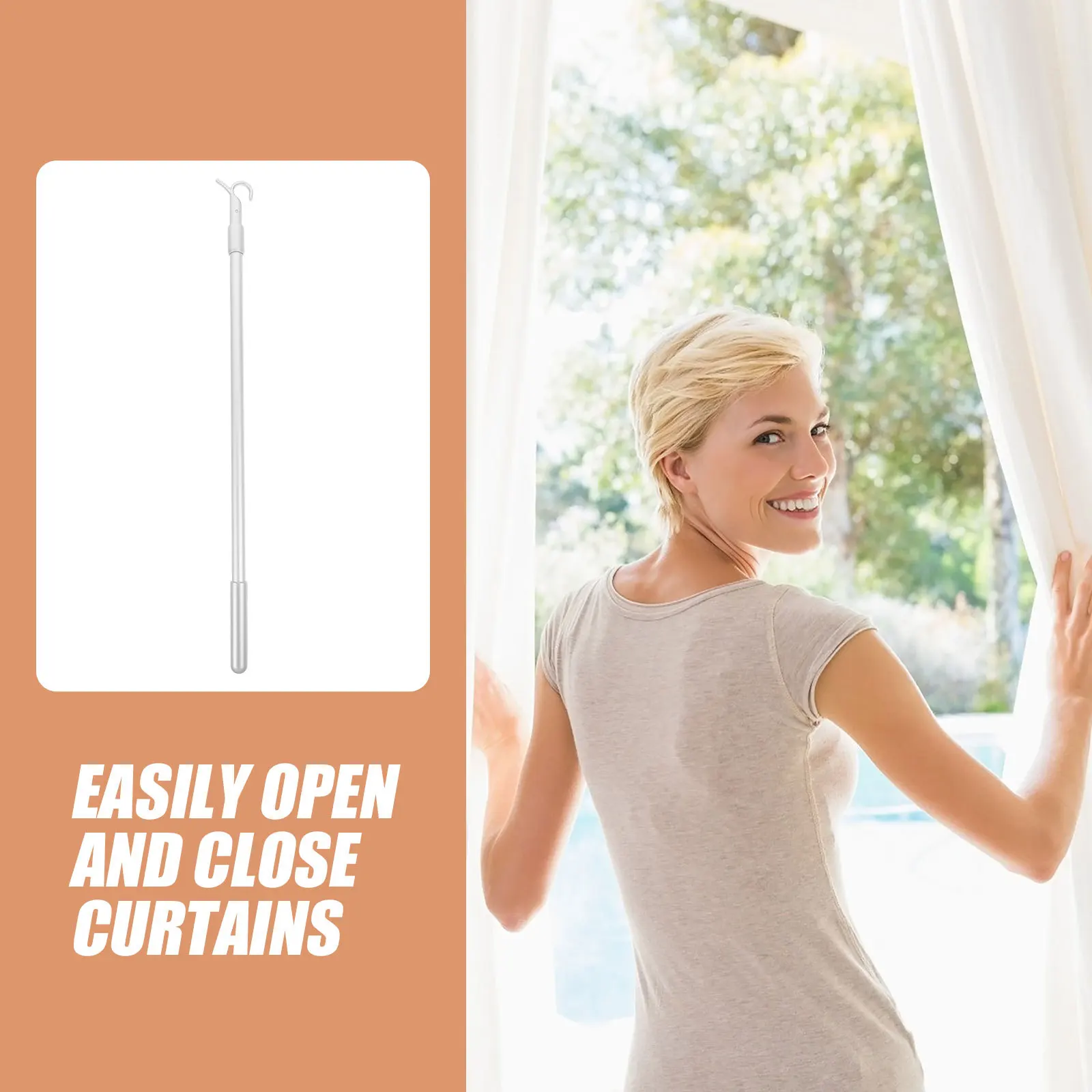 

1pc Adjustable Extension Curtain Heavy Duty Drapery Pull Wand Blinds Rod Wand Modern Curtain Stick Long Pull Rod