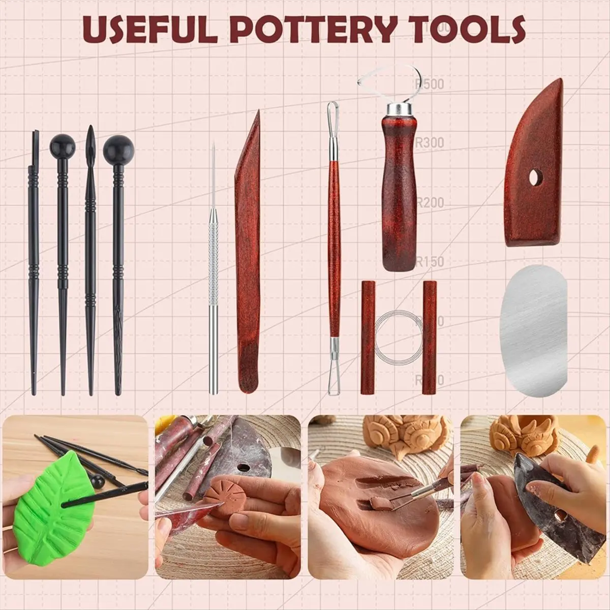 DT57 LATEST MODEL 12PCS Pottery Tools Kit, Polymer Clay Tools Set for Sculpting, Air Dry Clay Tools, Ceramic Tools for Carving,