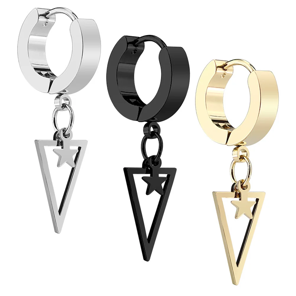 3 Pcs Triangle Earrings Dance Party Ornaments Star Chic Stainless Steel 3x12cm Elegant