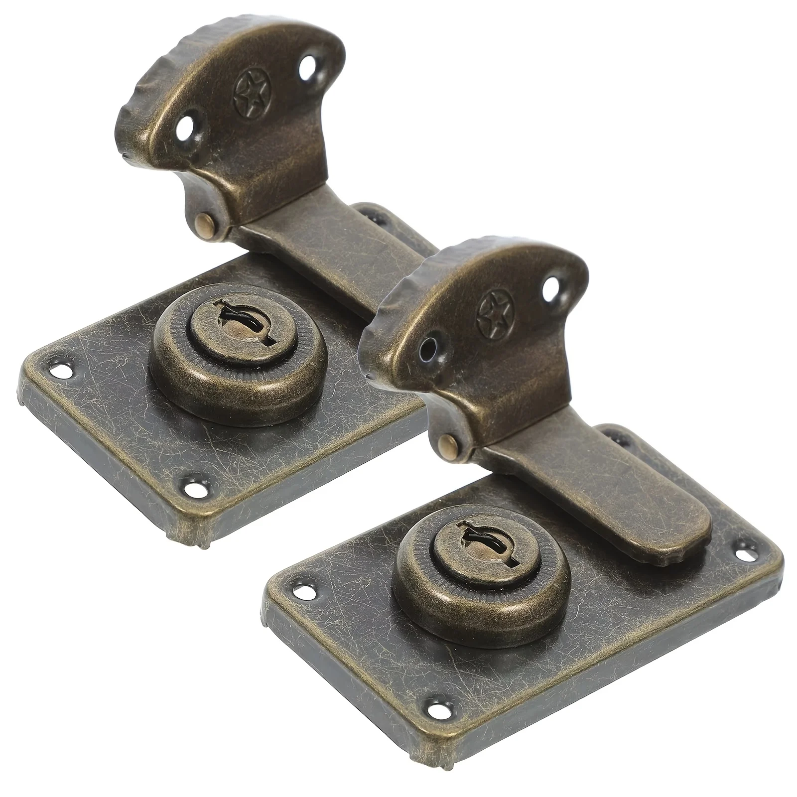 2 sets of antique copper luggage lock kits, with copper decorative catches, suitable for wooden boxes and suitcases