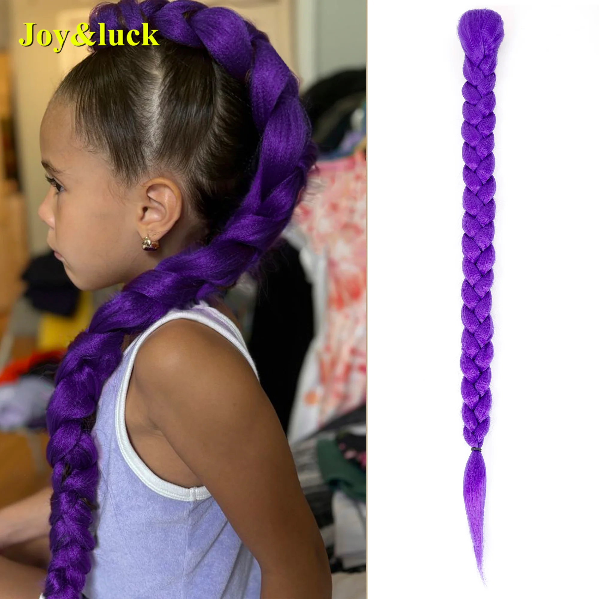 

Purple Single Braided Synthetic Wig for Kpop Cosplay Halloween