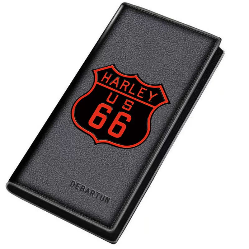 Harley US 66 shield sign Men's Long Wallets Business Stylish Printing Design Casual Use Christmas Valentine's Father's Day Gift