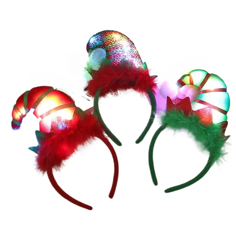 LED Headbands for Christmas Decorations, Light Up Elf Hair Bands for Parties and Festivals