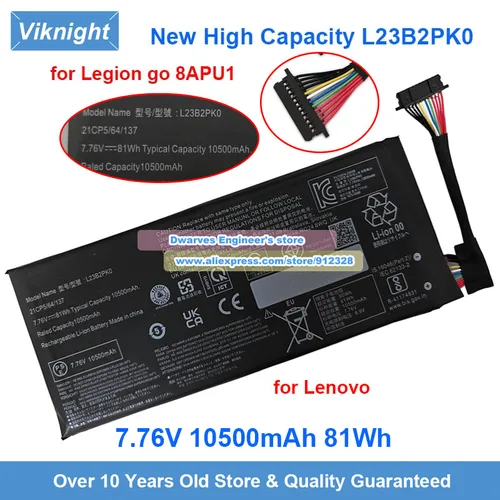 Imagen 2 del producto Nueva batería L23B2PK0 7,76 V 81Wh 77,6Wh de alta capacidad para Lenovo Legion Go 8APU1 PC portátil para juegos L23M2PK0 L23C2PK0