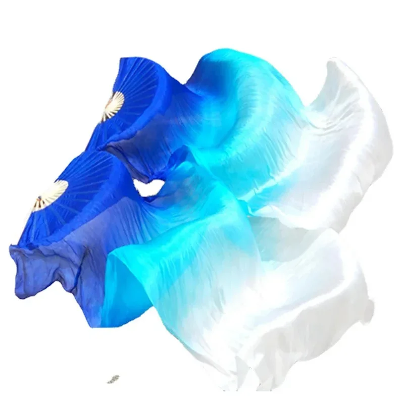 Высокое качество, 100% китайская шелковая вуаль, танцевальные фанаты, 1 пара, бамбуковые ребрышки для живота, длина 150/180 см, реквизит ручной работы MN1