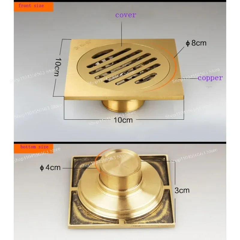 Bathroom floor shower drain waste  floor drain Anti-odor Bathtub Shower Drainer Stainless Steel Square drainage