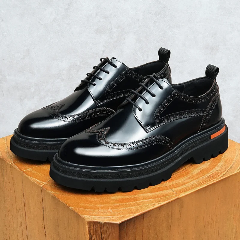 

Men's Genuine Leather Vintage High Quality Shoes Luxury Classic Formal Dress Elegant Gentleman Italian Black Natural Cowhide