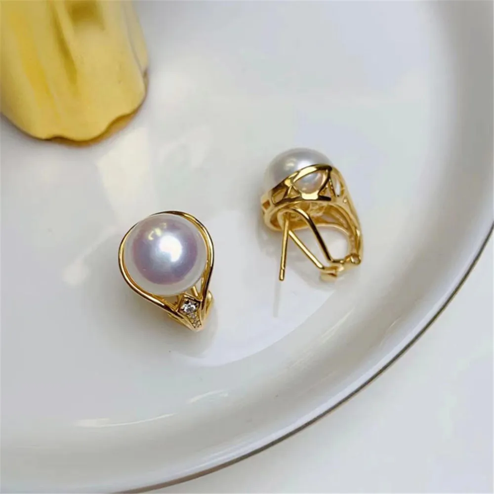 Solid S925 Sterling Silver Earring Settings for DIY, Handmade Material, Fine Jewelry, Finding Accessories, E055, 1 Pair