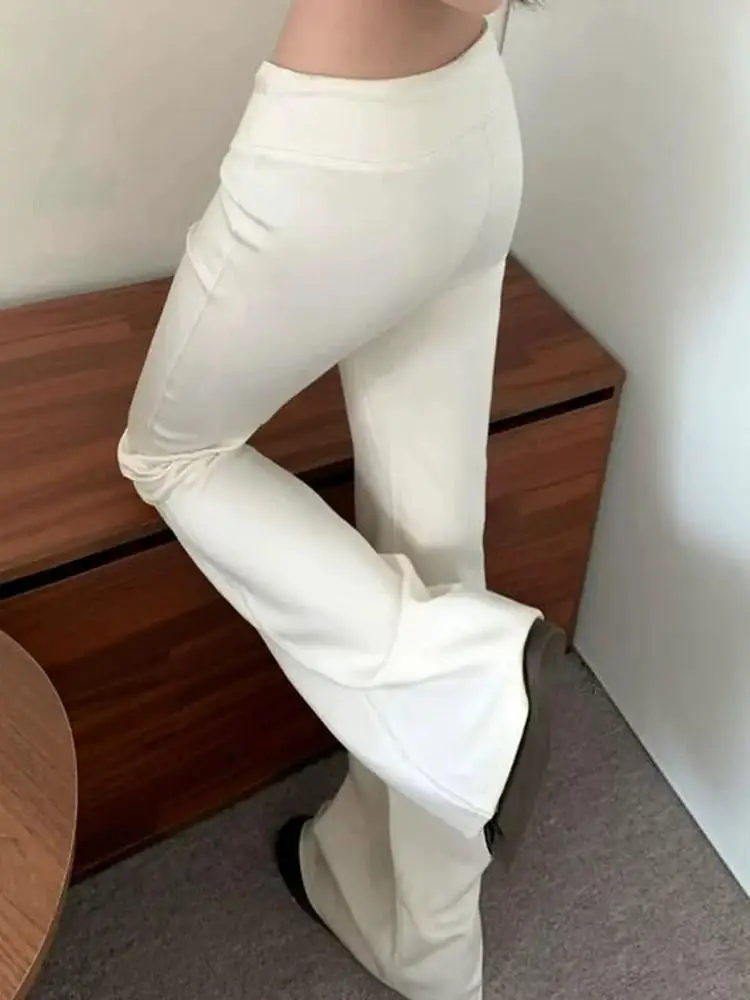 East Gate New EB353 High Waist Flared Casual Pants Leg Lengthening Handmade  Milk White Color Slimming Effect