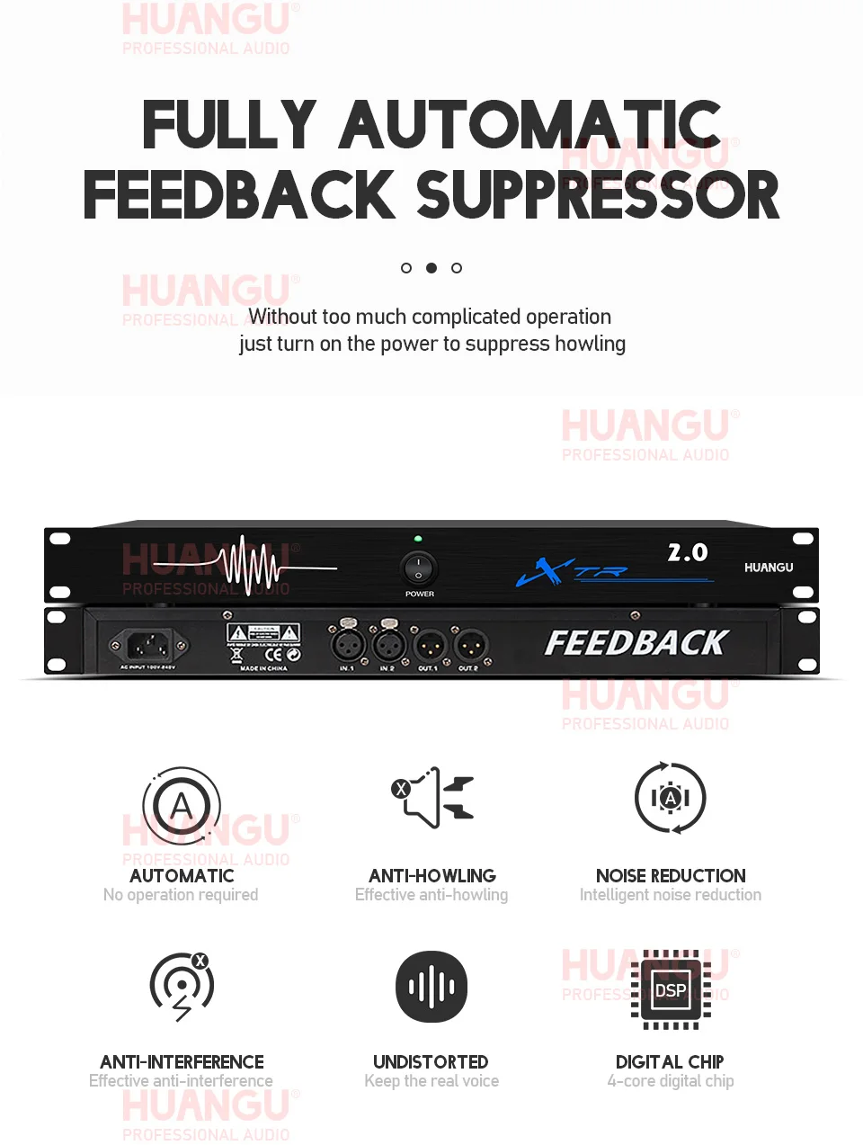 Feedback Destroyer 2 Channel  Processor Stage Karaoke Audio Signal Frequency Shift Microphone Automatic Pro Exterminator
