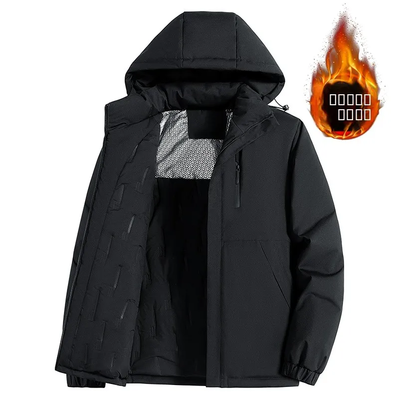 

Мужская зимняя хлопковая куртка с ветрозащитой и сохранением тепла, со съемным капюшоном, большие размеры, для пап, утепленная хлопковая куртка