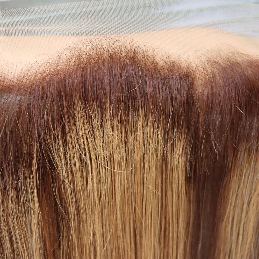 الجملة الشعر البشري إغلاق أمامي تسليط الضوء على 4/27 عذراء ريمي الشعر البرازيلي شفافة الدانتيل إغلاق أمامي لون البيانو