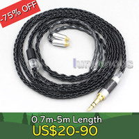 3.5mm 2.5mm 4.4mm XLR 8 Core Silver Plated Black Earphone Cable For PHILIPS Fidelio S301 S302 S3 shure AONIC 3 4 5 AONI LN006595