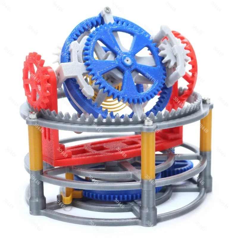 Diy Tourbillon Model 3d Printed Mechanical Pendulum Clock Internal Structure Principle Wind-up Powered Educational Toy